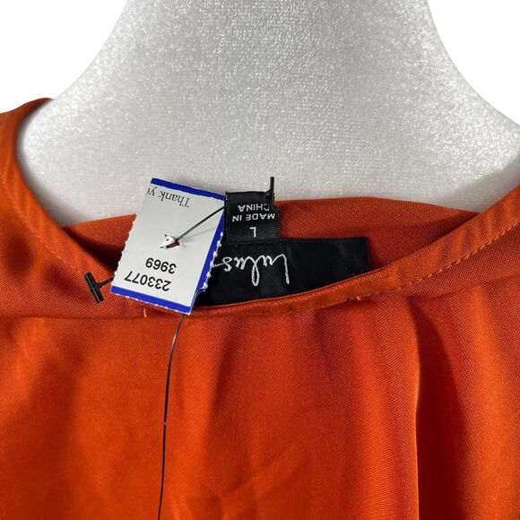 Lulus Twisty Business Orange Twist-Front Long Sleeve Top Sz L Hippy Romantic - Picture 8 of 9